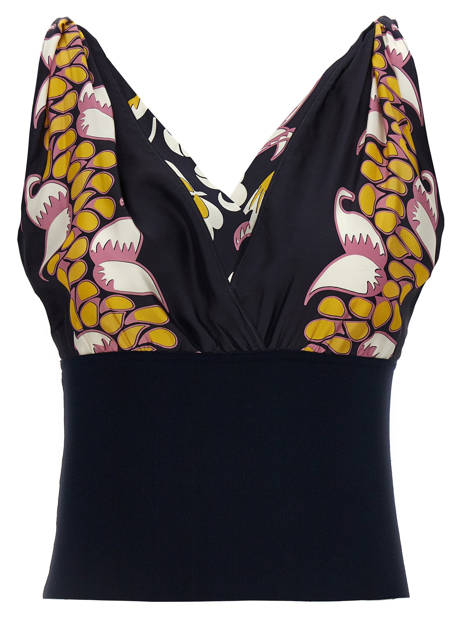 Tory Burch Printed Silk Blouse — Black
