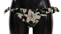 Women's Bikini Bottom Black Lily Print Swimsuit Swimwear Nylon Elastane Clothing
