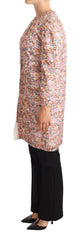 Women's Multicolor Floral Print Silk Trench Coat Jacket Clothing