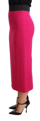 Women's Pink High Waist Stretch Pencil Straight Skirt Rayon Acetate Elastane