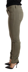 Women's Green Low Waist Skinny Slim Trouser Cotton Jeans