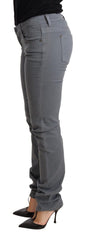 Women's Gray Low Waist Skinny Slim Trouser Cotton Jeans