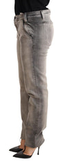Women's Gray Washed Low Waist Skinny Trouser Cotton Jeans