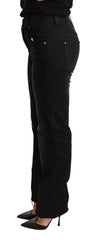 Women's Black Washed Straight Denim Trouser Cotton Jeans