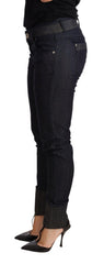 Women's Blue Skinny Folded Hem Denim Trouser Cotton Jeans