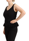 Women's Black Cotton Sleevelesss Tank Casual Top Modal