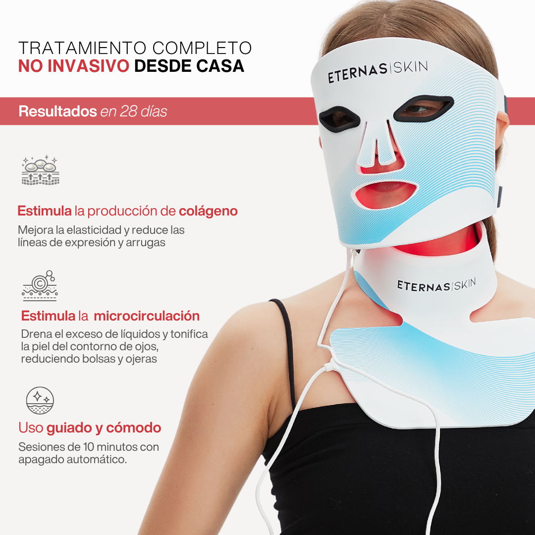 Kit Completo de Máscaras LED Infrarrojas 850nm – Silicona Médica para Rostro, Cuello y Escote