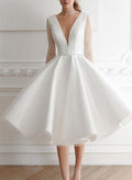 Ball-Gown/Princess V-Neck Knee-Length Tulle Prom Dresses With Ruffle