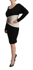Women's Black Silver Sheath Knee Length Dress | Viscose