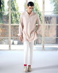 Blush Pink Square Henley Shirt Kurta Set By KYNAH, Luxury Indian Fashion & Bridal Wear