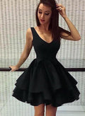 A-Line V-neck Short/Mini Satin Beautiful Cocktail Dresses