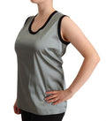 Women's Silver Round Neck Sleeveless Casual Tank Top Acetate