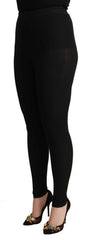 Women's Black Cashmere Stretch Waist Tights Pants