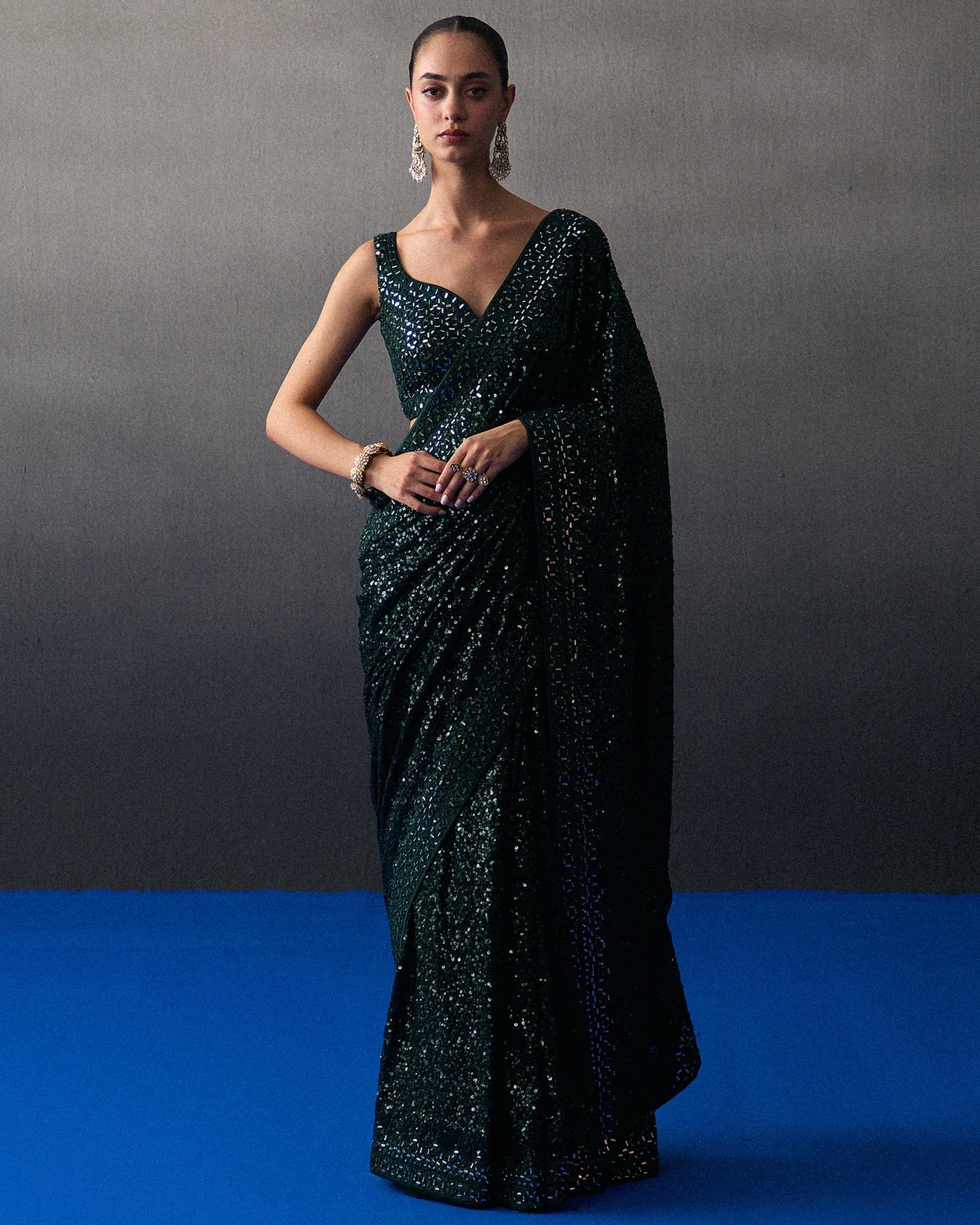 Green Sangeet Sari By KYNAH, Luxury Indian Fashion & Bridal Wear