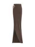 Moncler + Rick Owens Drawstring Maxi Jersey Skirt — Brown
