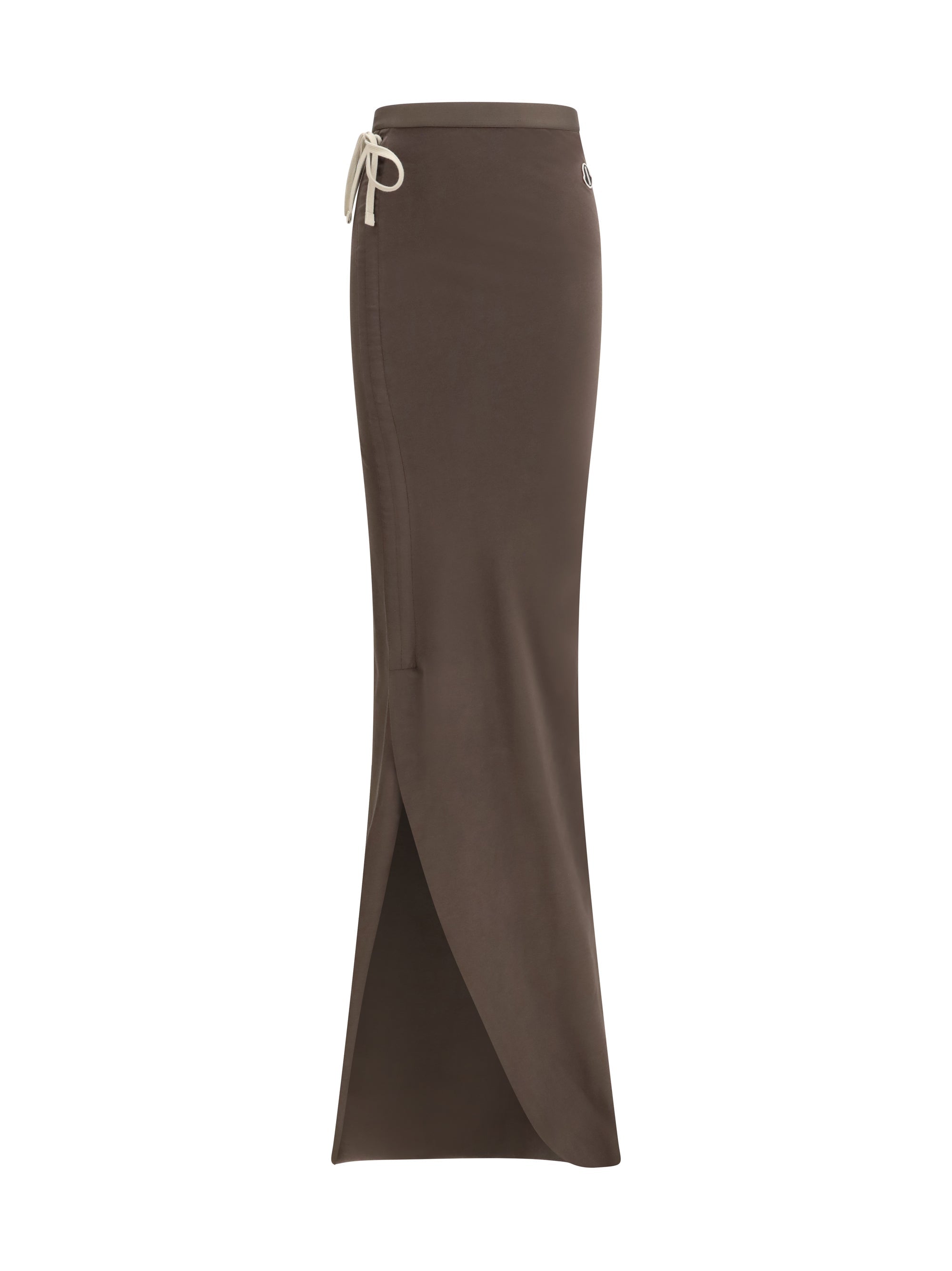 Moncler + Rick Owens Drawstring Maxi Jersey Skirt — Brown