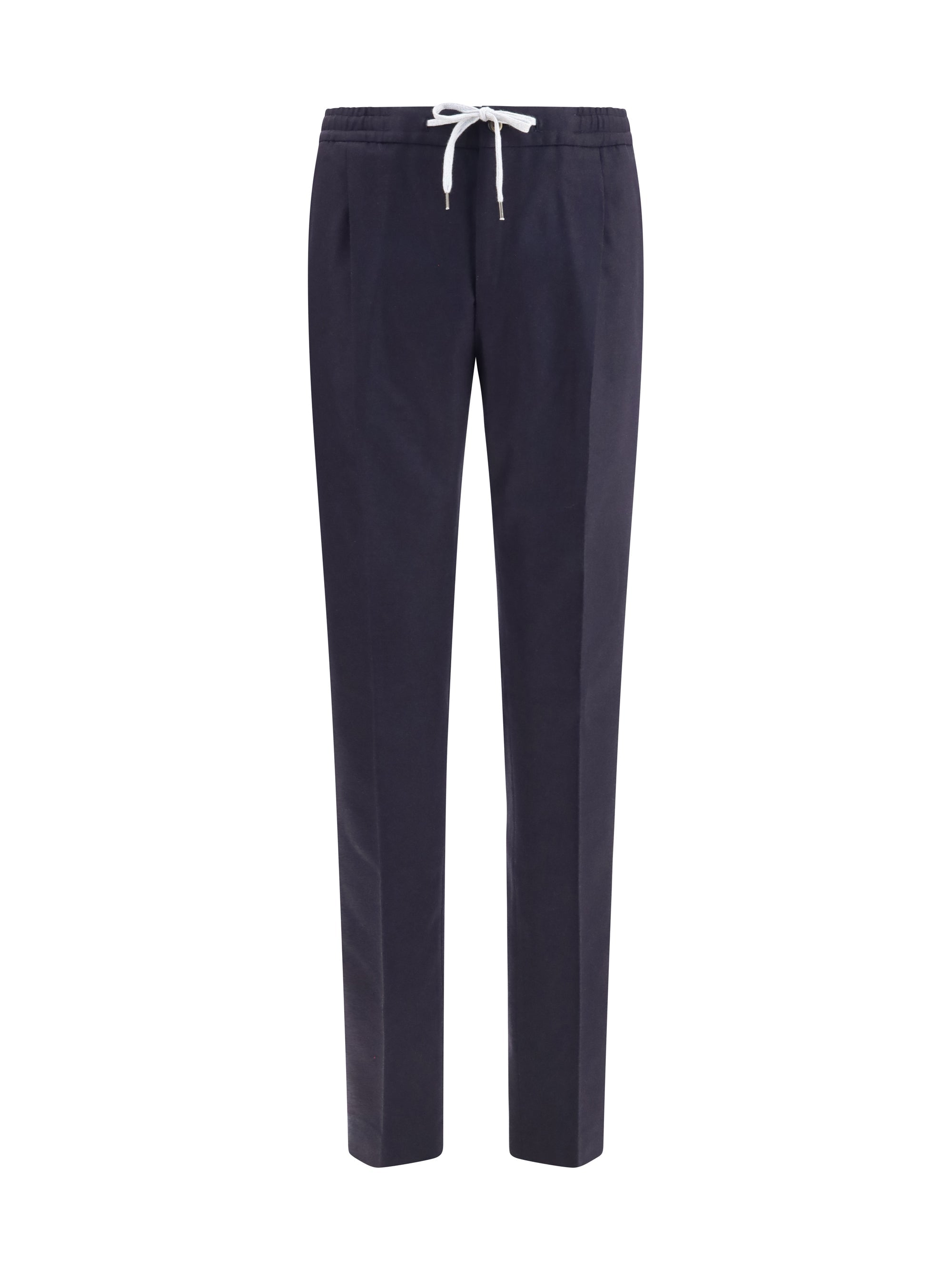 Pt Torino Wool-Blend Soft Trousers — Navy