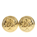 CC Gold Plated Quilted Round Clip On Earrings