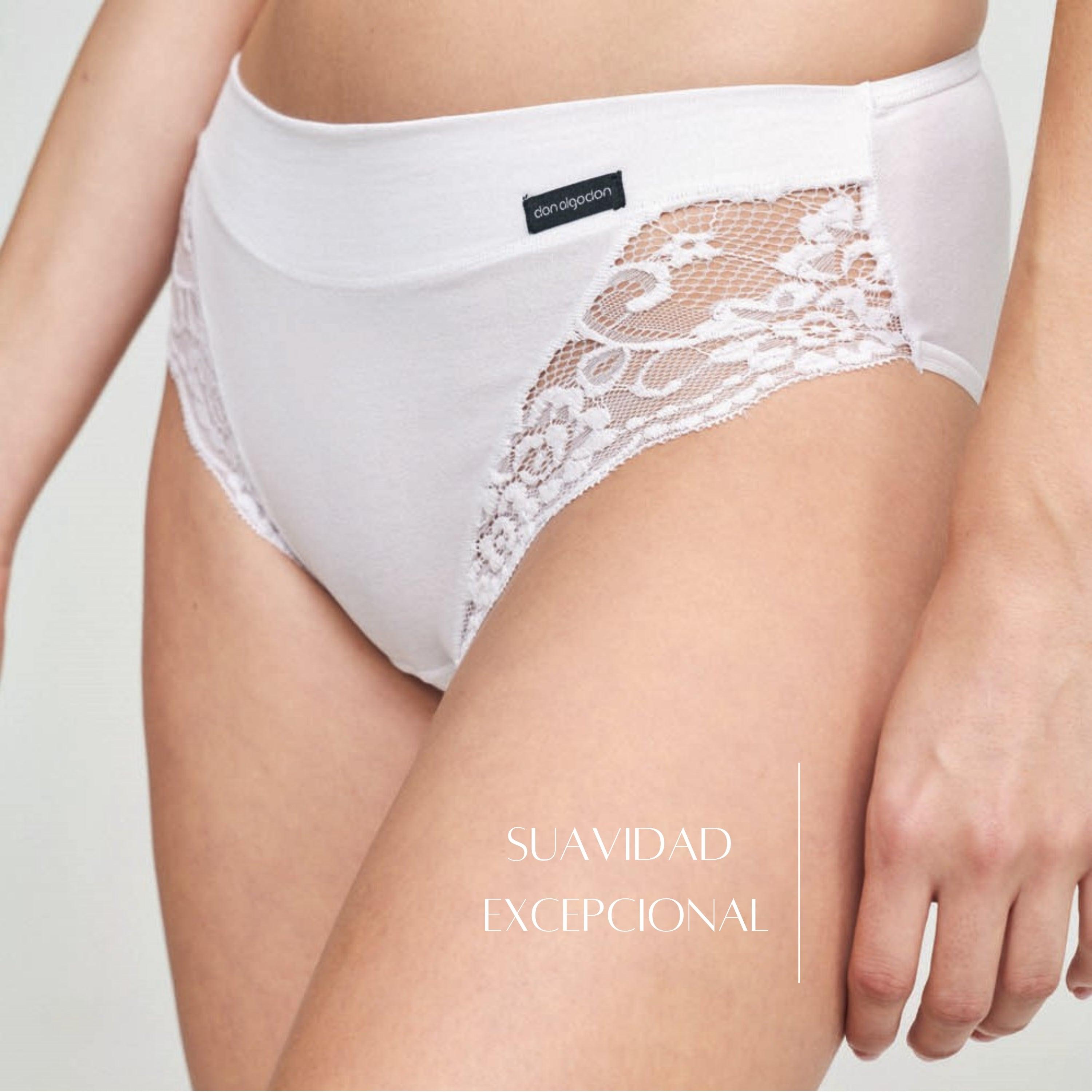 Don Algodon | Pack de 6 Bragas Bikini con Encaje Lateral | Transpirables