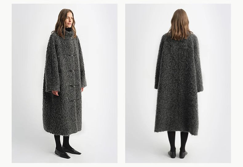 Parisian AffairCircle Long Fur Toggle Coat for Women