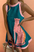 Crewneck Sleeveless Leopard Print Mini Dress