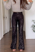High Rise Sequin Bell Bottom Pants