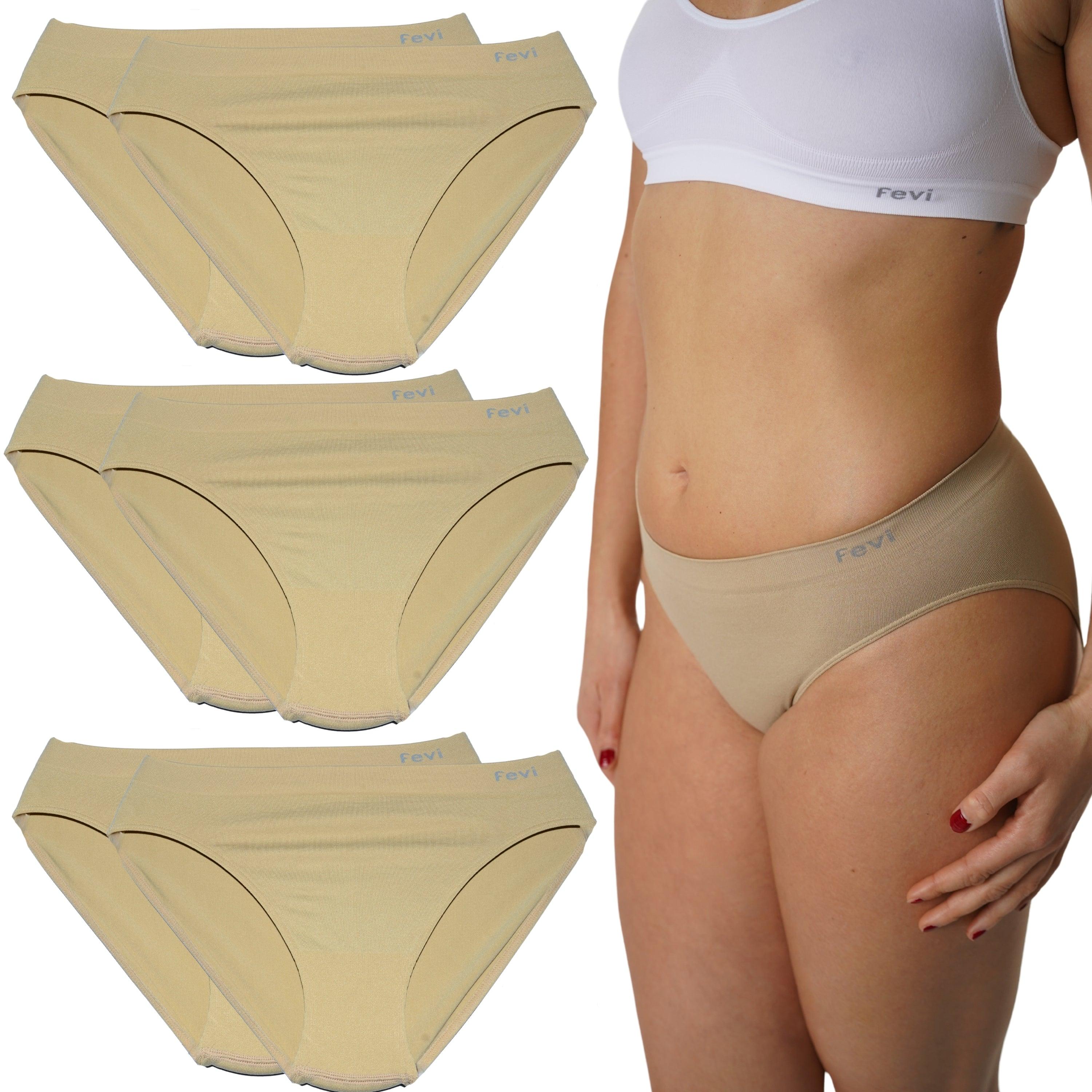 FEVI | Pack de 6 Braguitas Tiro Medio en 1 o 3 Colores Diferentes: Blanco, Negro y Beige | Talla única M-L