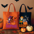 Personalizada Luna Calabaza Halloween Caricatura Personaje Grande Bolsa de Lona con Nombre Fiesta de Halloween Regalo para Niños Niñas