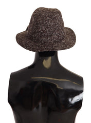Women's Gray Melange Blended Textured Tweed Hat Wool