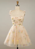 A-Line Sweetheart Sleeveless Tulle Lace Short/Mini Homecoming Dress With Pleated