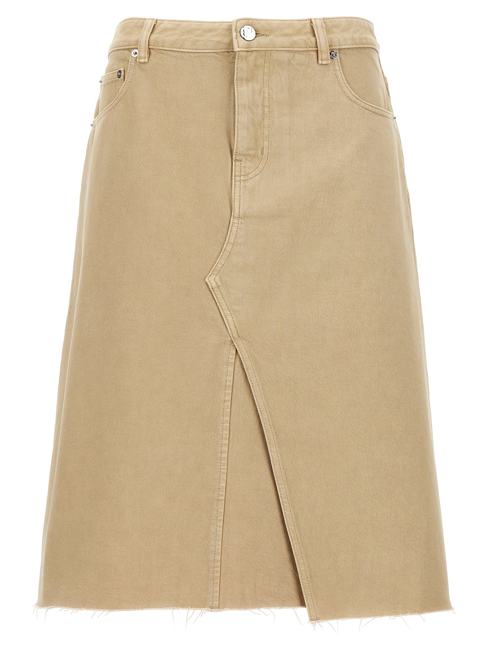 Tory Burch Deconstructed Midi Skirt — Beige
