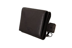 Women's Black Leather Trifold Purse Belt Multi Kit Wallet