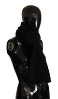 Women's Virgin Wool Knitted Shawl Black Nylon