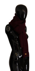 Women's Dark Red Cashmere Logo Wrap Shawl Knitted Scarf