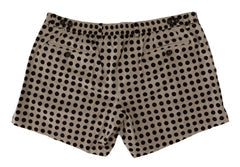 Men's Black White Polka Dots Cotton Linen Shorts And