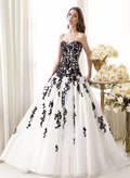 Ball-Gown/Princess Strapless Sleeveless Tulle Lace Court Train Wedding Dresses With Appliques Lace