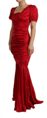 Women's Silk Stretch Mermaid Gown Red Elastane