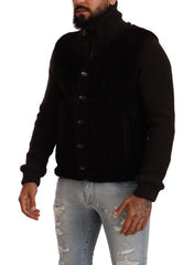 Black Leather Mens Turtle Neck Coat Jacket Clothing