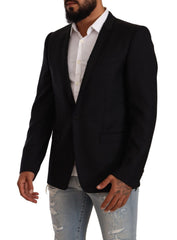 Men's Black Wool Single Breasted Suit Gold Jacket Virgin