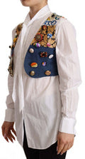 Women's Multicolor Embellished Waist Coat Cotton Top
