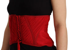 Women's Red Corset Belt Stretch Waist Strap Silk Top