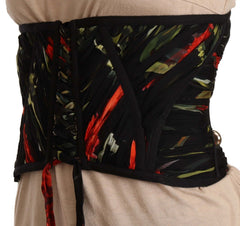 Women's Black Corset Belt Stretch Waist Strap Silk Top