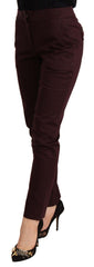 Women's Mid-Waist Skinny Trousers Burgundy