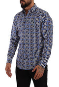 Men's Blue Logo Mania Slim Fit Cotton Shirt