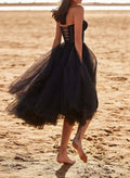 A-Line Sweetheart Tea-Length Tulle Sleeveless Cocktail Dress