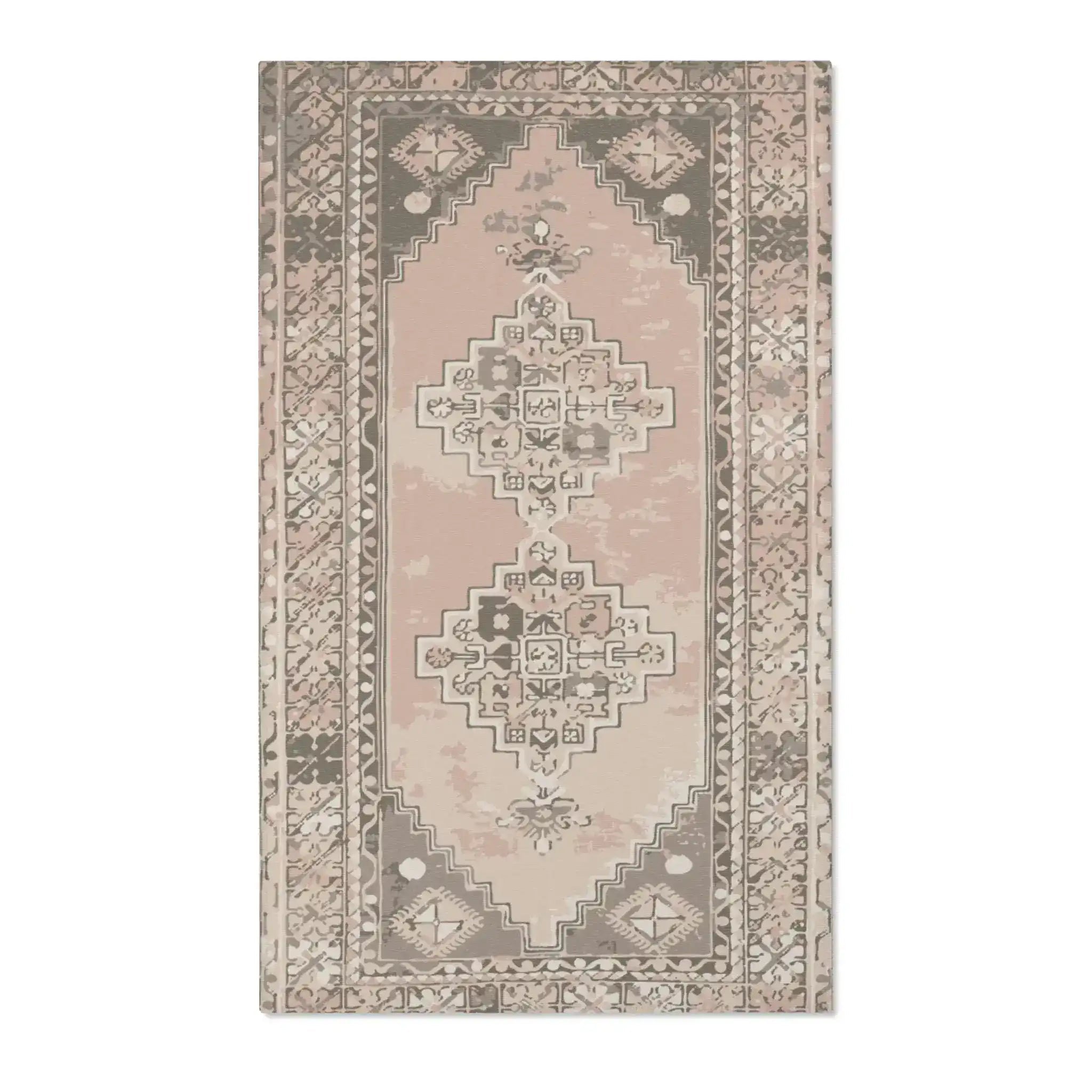 Blush & Taupe Geometric Medallion Accent Rug