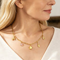 Personalizada Birthstone Inicial Collar con 5 Charms seleccionables Dainty Joyería Cumpleaños Aniversario Regalo para la Familia Amigo