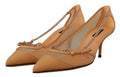 Women's Mesh Leather With Chain Detail Heel Beige