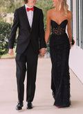 Trumpet/Mermaid Sweetheart Sleeveless Lace Sweep Train Prom Dress With Beading