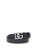 Dolce & Gabbana DG Logo Buckle Leather Belt — Blue